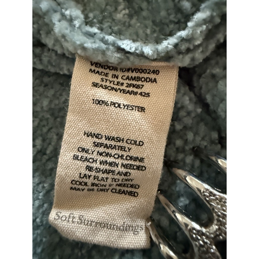 Soft Surroundings Sweater Womens Size M Sage Cowl Neck Relaxed Knit Chenille Top - Picture 6 of 11